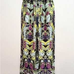 Zara  Join Life Pants Floral print of vibrant colors on a green background